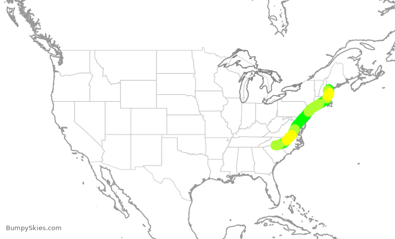 Turbulence forecast map for AAL1008, CLT to PWM