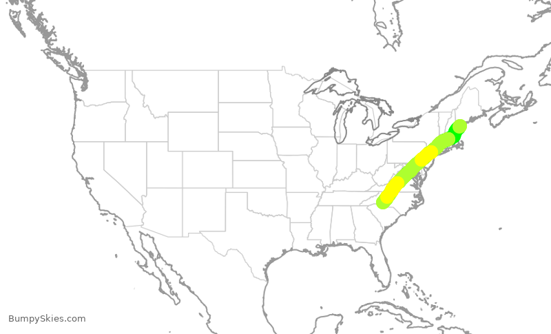 Turbulence forecast map for AAL1008, PWM to CLT