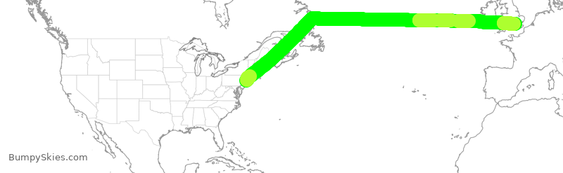 Turbulence forecast map for AAL100, JFK to LHR