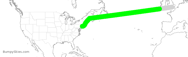 Turbulence forecast map for AAL101, GLL to JFK