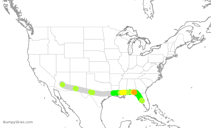 Turbulence forecast map for AAL1025, PHX to TPA