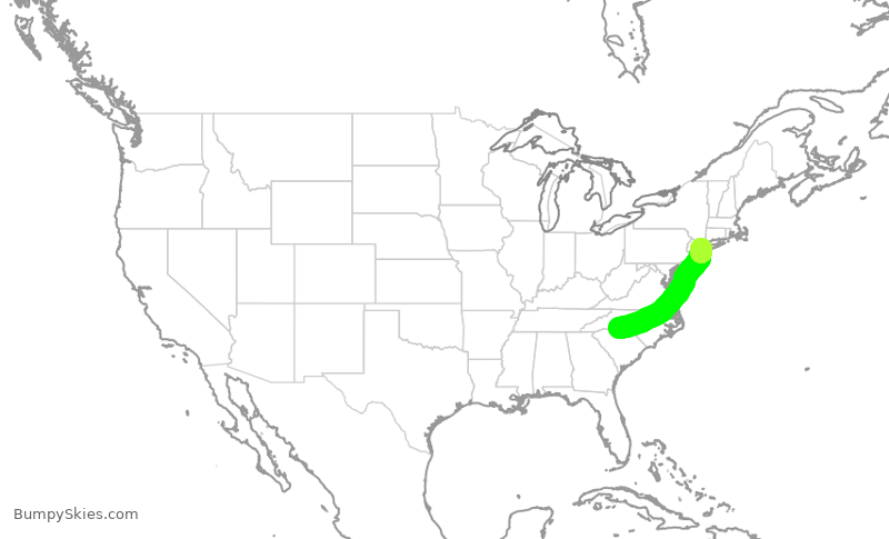 Turbulence forecast map for AAL1029, CLT to JFK