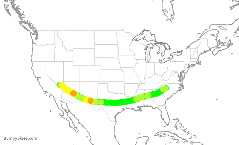 Turbulence forecast map for AAL1031, CLT to LAS