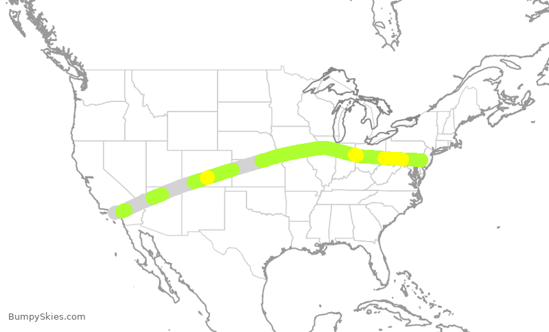 Turbulence forecast map for AAL1035, PHL to LAX