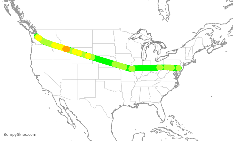 Turbulence forecast map for AAL1037, PHL to SEA