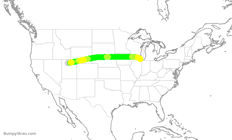 Turbulence forecast map for AAL1037, SLC to ORD