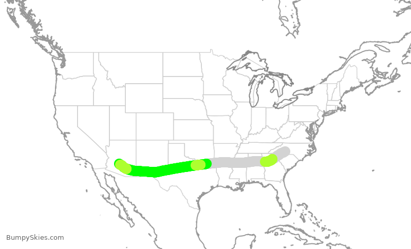Turbulence forecast map for AAL1044, CLT to PHX