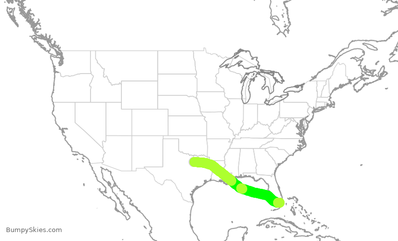 Turbulence forecast map for AAL1046, DFW to MIA