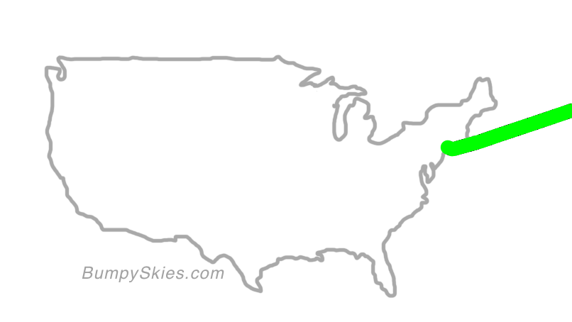 Map of continental US with illustrated flight path and turbulence forecast (described in text below)