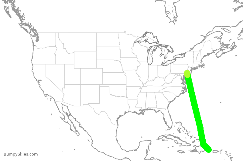 Turbulence forecast map for AAL1056, PHL to DPC