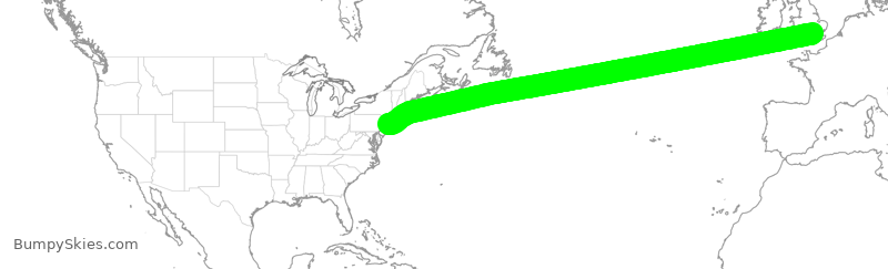 Turbulence forecast map for AAL105, GLL to JFK