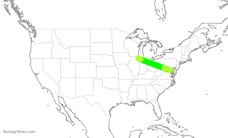 Turbulence forecast map for AAL1061, DCA to ORD