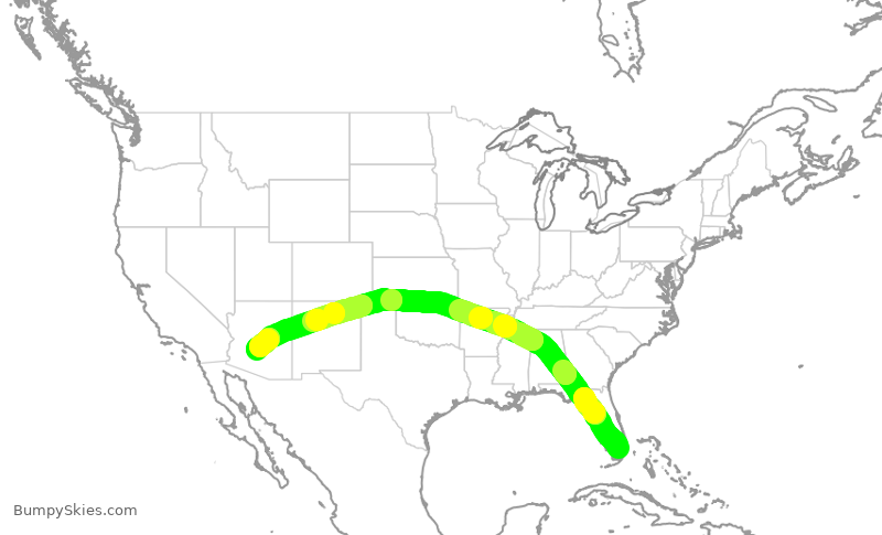 Turbulence forecast map for AAL1061, MIA to PHX
