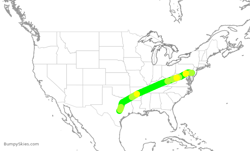 Turbulence forecast map for AAL1069, PHL to AUS