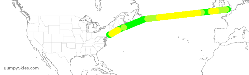 Turbulence forecast map for AAL106, JFK to LHR