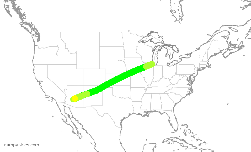 Turbulence forecast map for AAL1078, PHX to ORD