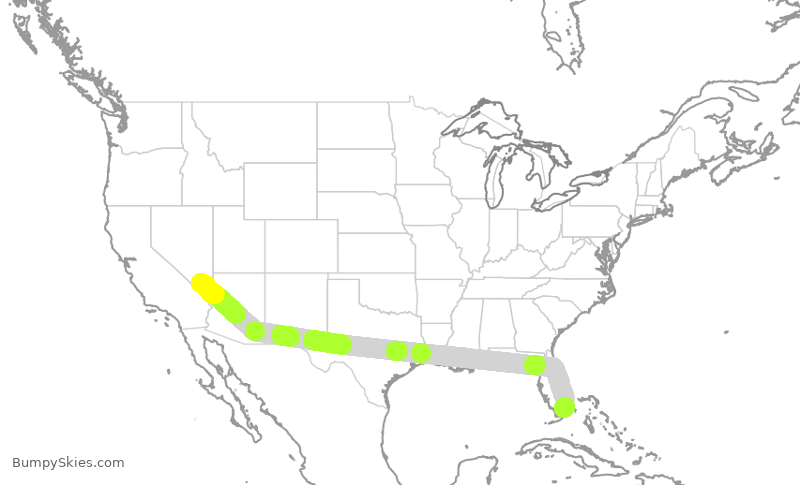 Turbulence forecast map for AAL1080, LAS to MIA