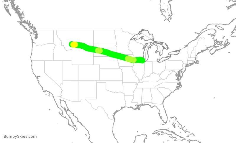 Turbulence forecast map for AAL1080, ORD to BZN