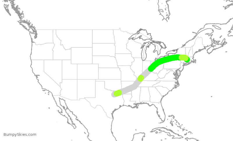 Turbulence forecast map for AAL1083, DFW to BDL