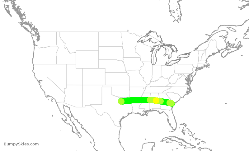 Turbulence forecast map for AAL1092, DFW to SAV