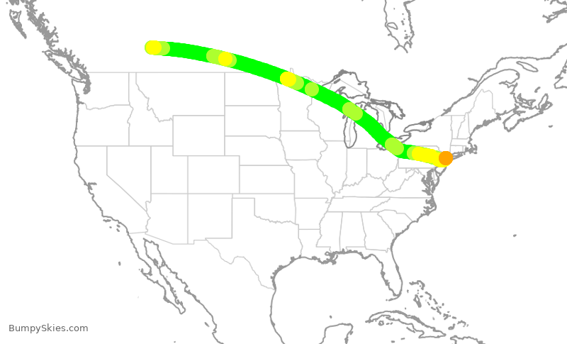 Turbulence forecast map for AAL1093, YYC to LGA