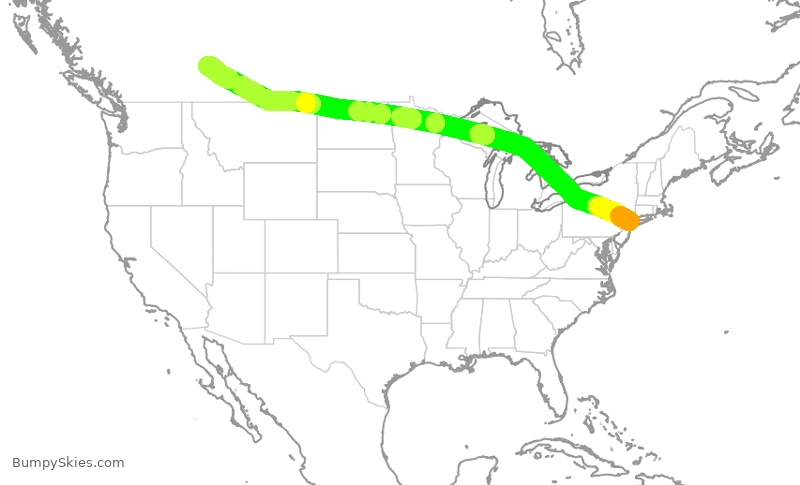 Turbulence forecast map for AAL1093, LGA to YYC