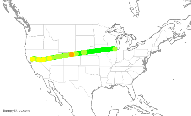 Turbulence forecast map for AAL1094, ORD to SMF