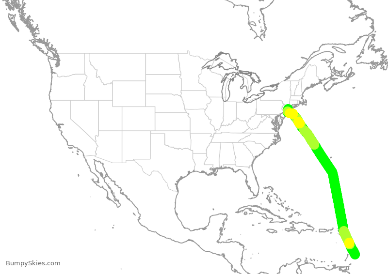 Turbulence forecast map for AAL1094, BPB to JFK