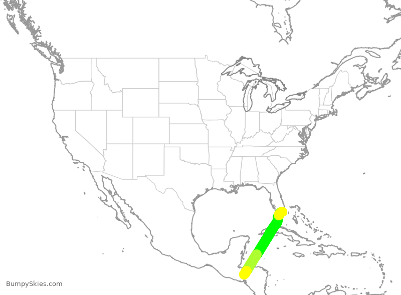 Turbulence forecast map for AAL1096, HPR to MIA