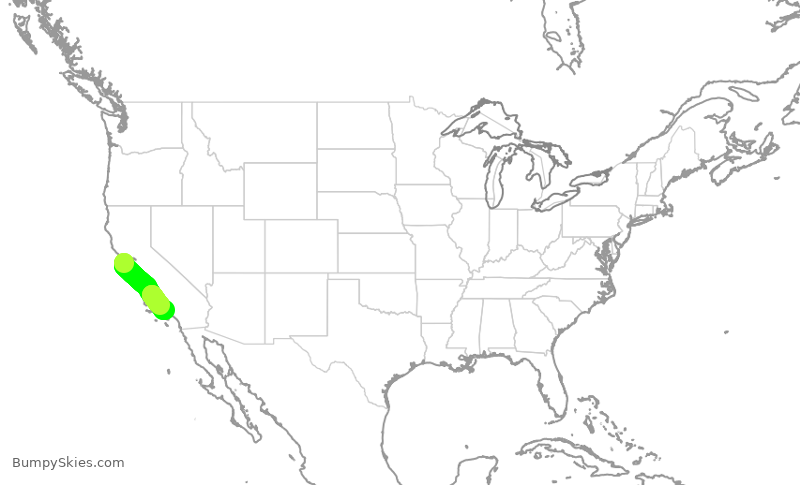 Turbulence forecast map for AAL1097, SFO to LAX