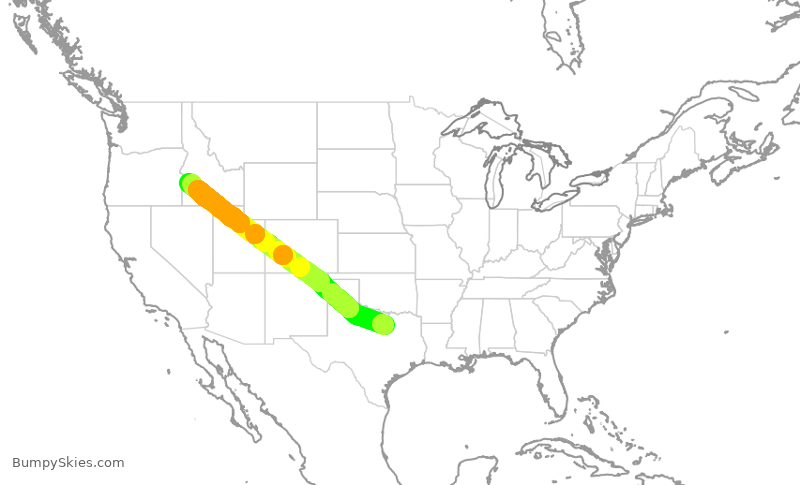 Turbulence forecast map for AAL1104, DFW to BOI