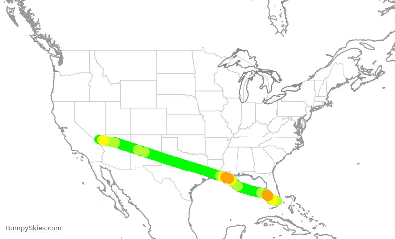 Turbulence forecast map for AAL1105, LAS to MIA