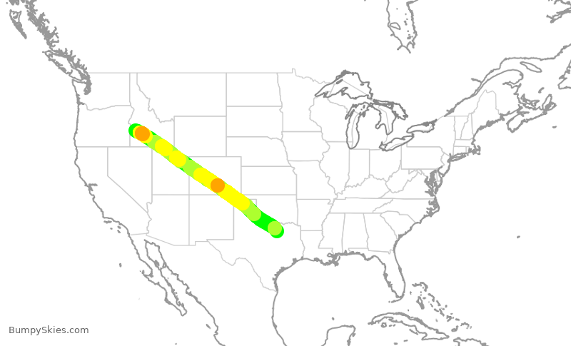 Turbulence forecast map for AAL1107, BOI to DFW
