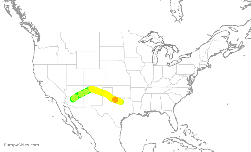 Turbulence forecast map for AAL1109, DFW to PHX