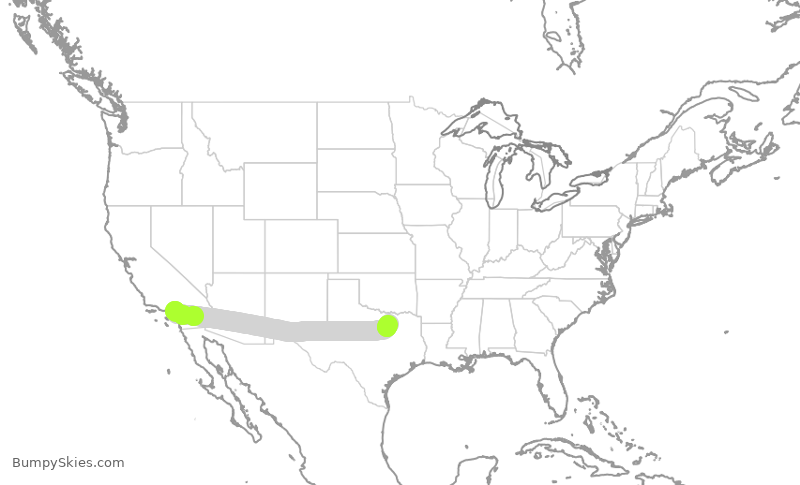 Turbulence forecast map for AAL1112, ONT to DFW