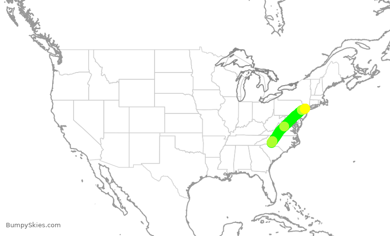 Turbulence forecast map for AAL1113, EWR to CLT