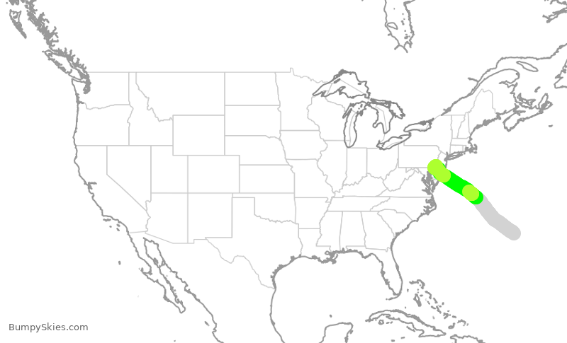 Turbulence forecast map for AAL1117, BDA to PHL
