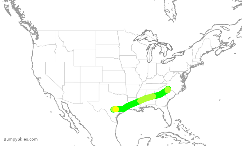 Turbulence forecast map for AAL1119, SAT to CLT