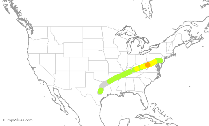 Turbulence forecast map for AAL1133, PHL to AUS