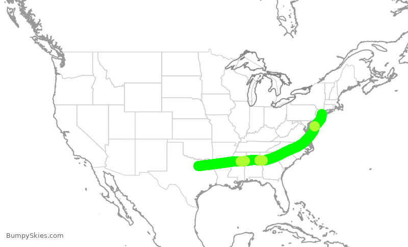 Turbulence forecast map for AAL1135, DFW to JFK