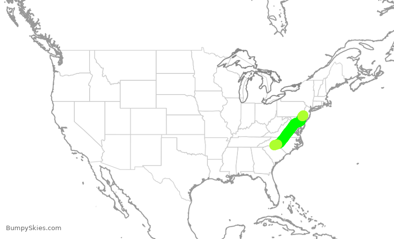 Turbulence forecast map for AAL1136, CLT to PHL