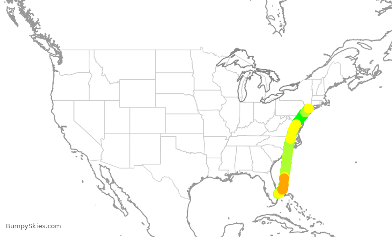 Turbulence forecast map for AAL1136, DJT to LGA