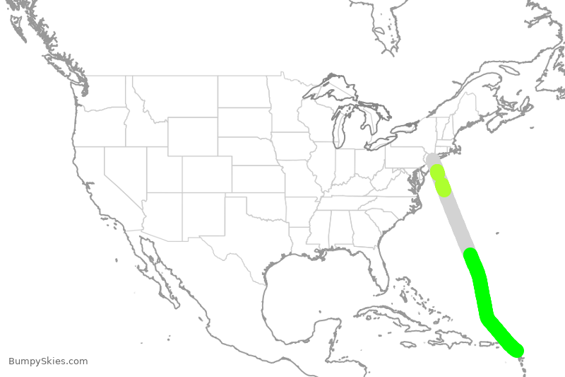 Turbulence forecast map for AAL1136, JFK to ANU