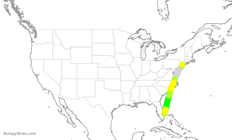 Turbulence forecast map for AAL1136, LGA to DJT