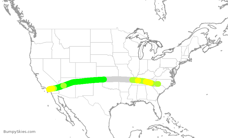 Turbulence forecast map for AAL1139, CLT to SNA