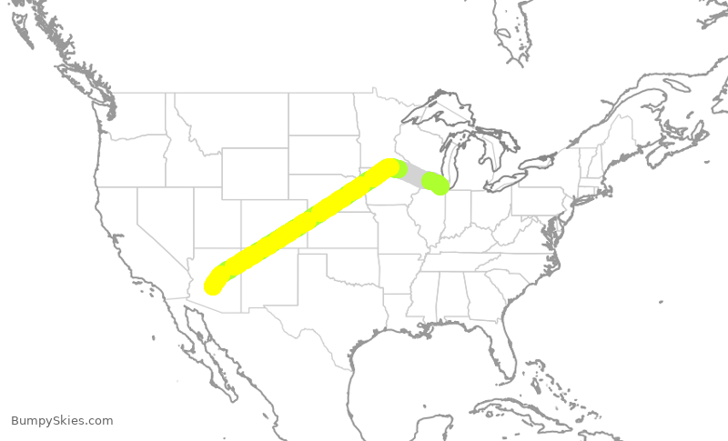 Turbulence forecast map for AAL1148, PHX to ORD