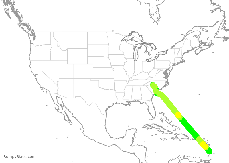 Turbulence forecast map for AAL1148, LPL to CLT