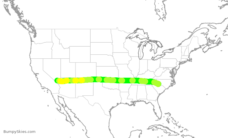 Turbulence forecast map for AAL1153, LAS to CLT