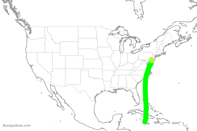 Turbulence forecast map for AAL1159, PHL to KJS