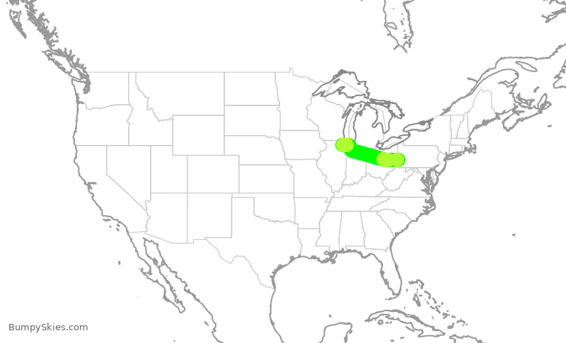 Turbulence forecast map for AAL1173, PIT to ORD